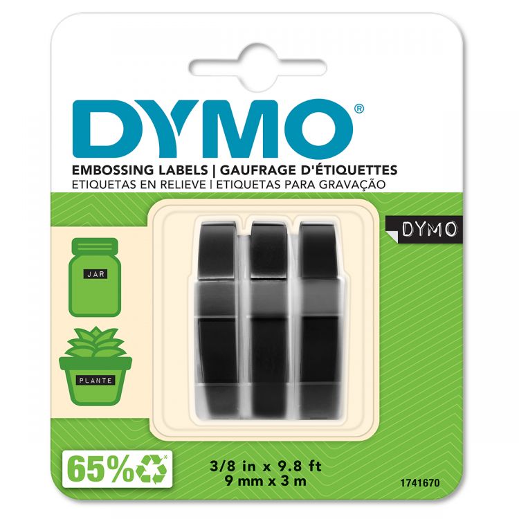 Dymo S0847730 White on Black Embossing Tape [Pack of 3]