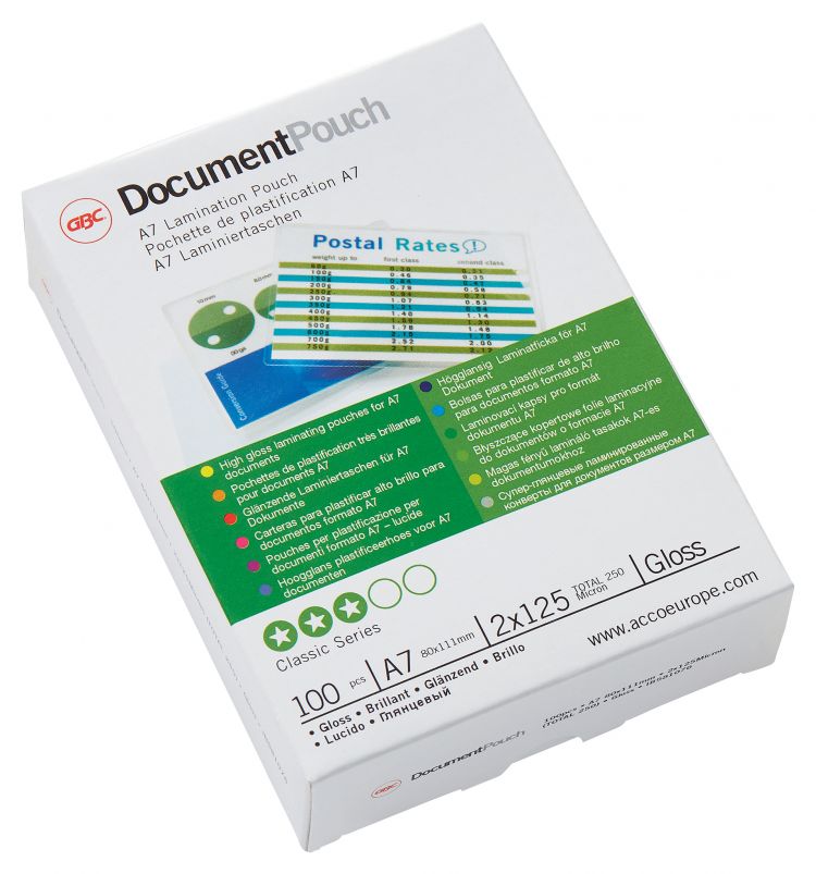 GBC IB581076 A7 Laminating Pouches [Pack of 100]