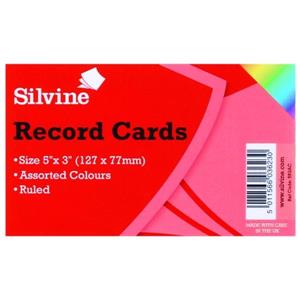 Silvine Record Cards 126x76mm Ruled White [Pack of 100]