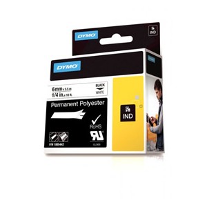 Dymo 1805442 6mm Black on White Tape alternative image 1