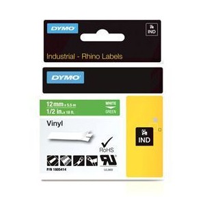 Dymo 1805414 12mm White on Green alternative image 1