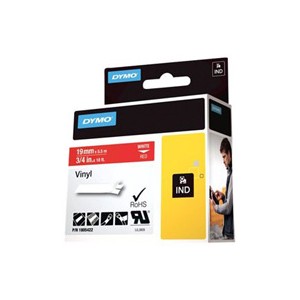 Dymo 1805422 19mm White on Red alternative image 1