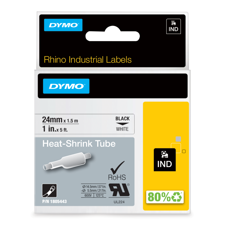 Dymo 1805443 24mm White Heat Shrink Tube alternative image 1