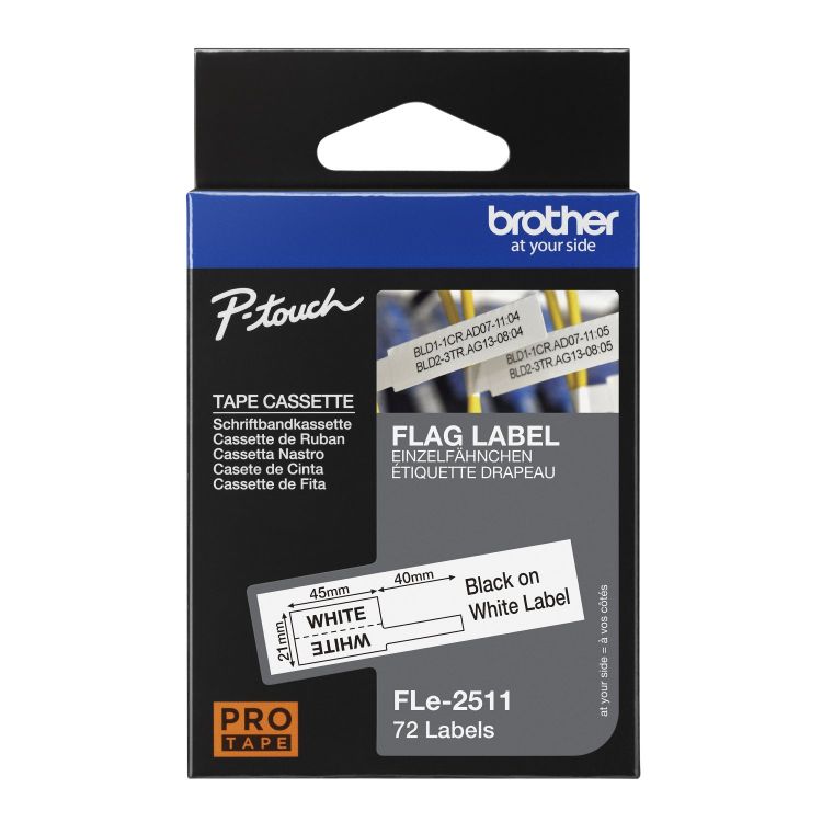 Brother FLE-2511 Die-cut Flexi Flag Label Black on White 21x45mm