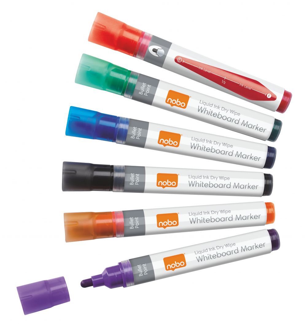 Nobo 1901419 Liquid Ink Drywipe Markers [Pack of 6]