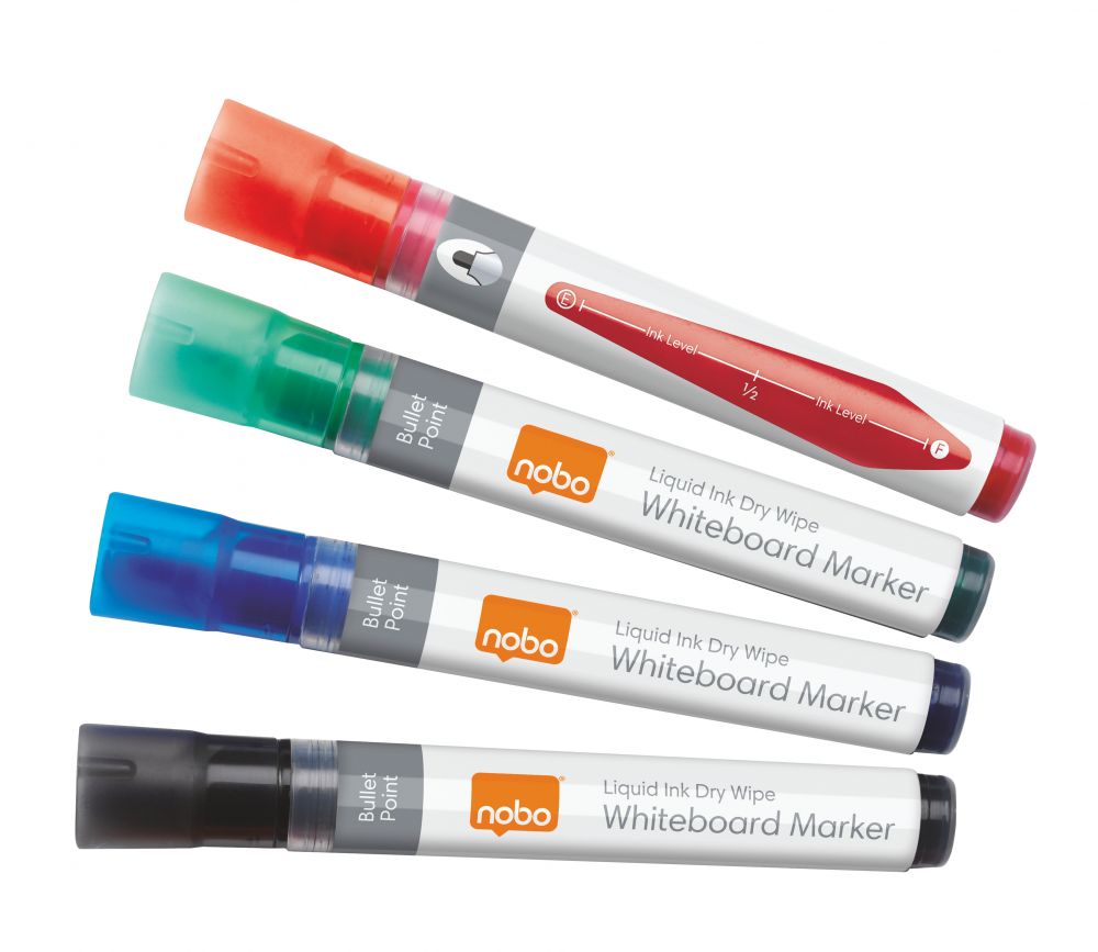 Nobo 1902408 Liquid Ink Drywipe Markers [Pack of 4]