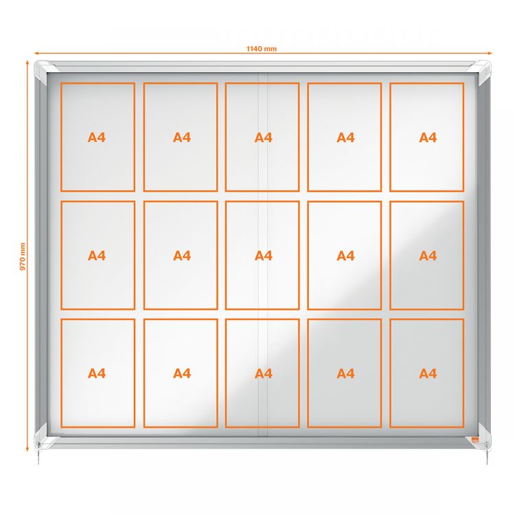 Nobo Premium Plus Magnetic Lockable Notice Board 15xA4