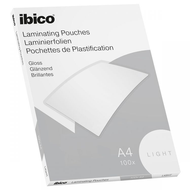 Ibico Basics A4 Gloss Laminating Pouches Light [Pack of 100]