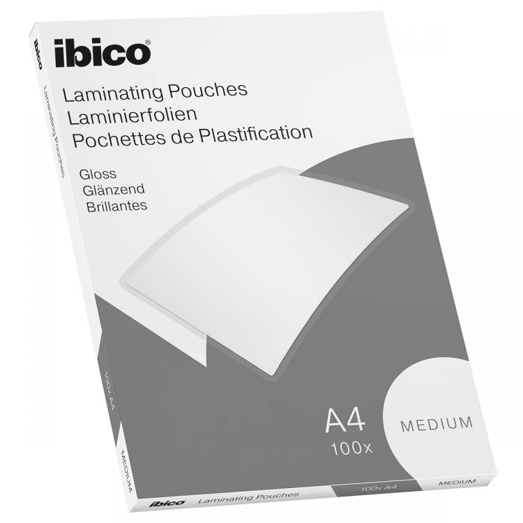 Ibico Basics A4 Gloss Laminating Pouches Medium [Pack of 100]