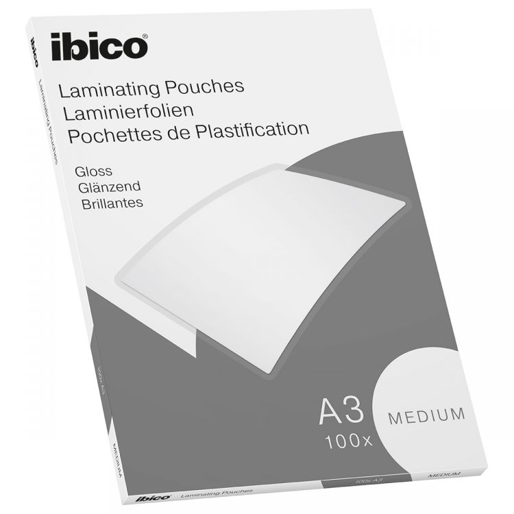 Ibico Basics A3 Gloss Laminating Pouches Medium [Pack of 100]
