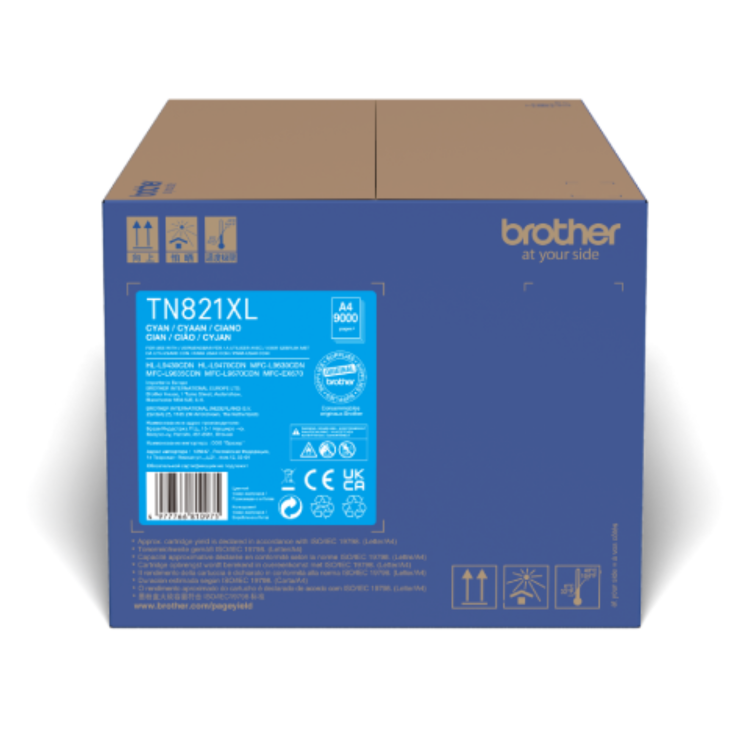 Brother TN-821XLC High Yield Cyan Toner Cartridge