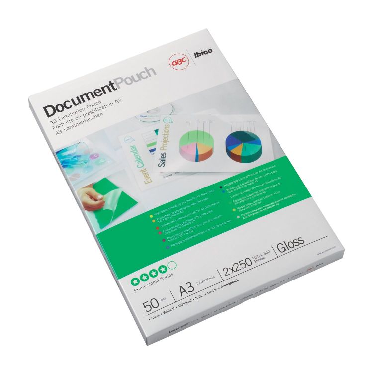 GBC 3740450 A3 Gloss Document Pouch 250 micron [Pack of 50]