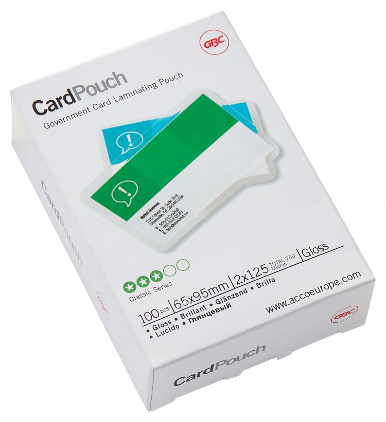 GBC 3740301 65x95mm Gloss Card Pouch 125 Micron [Pack of 100]