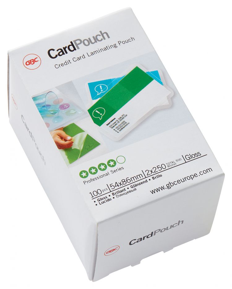GBC 3740430 54x86mm Gloss Card Pouch 250 Micron [Pack of 100]
