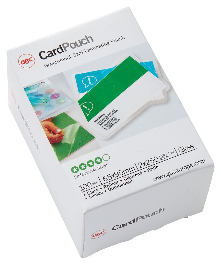GBC 3740432 65x95mm Gloss Card Pouch 250 Micron [Pack of 100]
