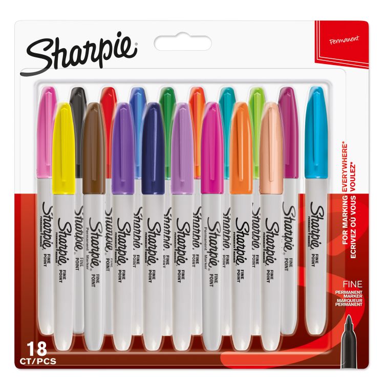Sharpie 1996112 Permanent Assorted colour Markers Fine Point [Pack of 18]