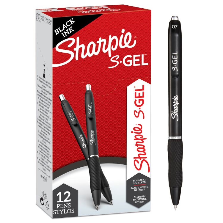 Sharpie 2136595 S-Gel Black 0.7mm point Pen [Pack of 12]