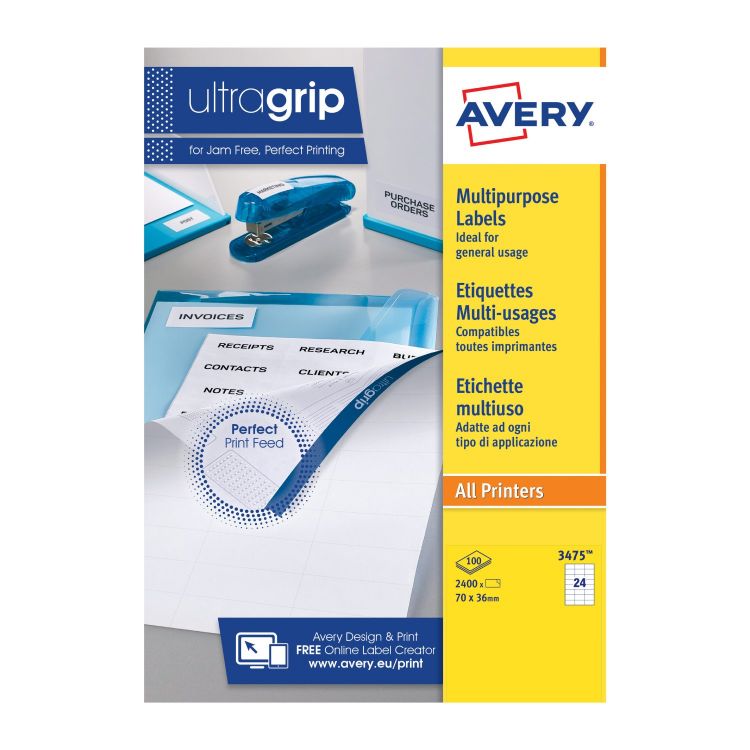 Avery 3475 multipurpose labels 100 sheets 24 labels per sheet 3475