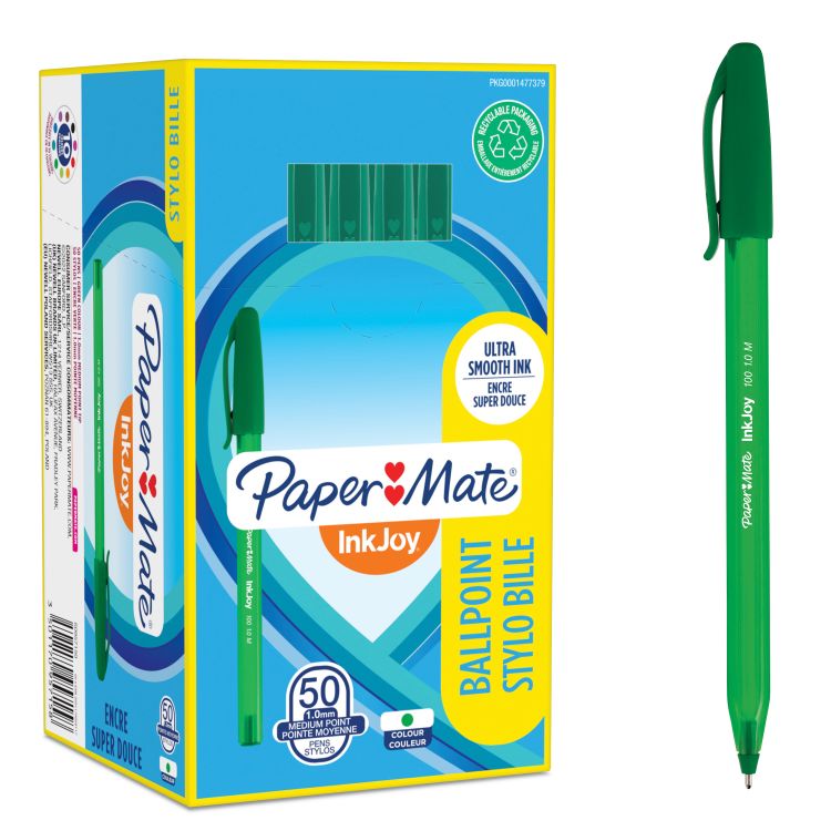 PaperMate S0957150 Inkjoy 100 Capped Medium Green Tuck x 50