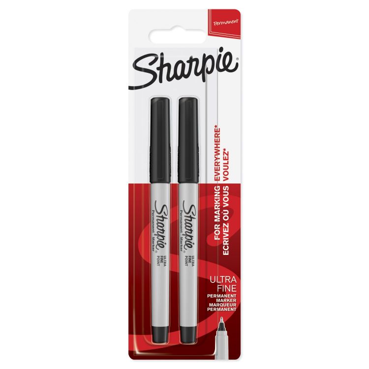 Sharpie 1985878 Ultra Fine Black Ink 2 Marker Pens [Pack of 12]