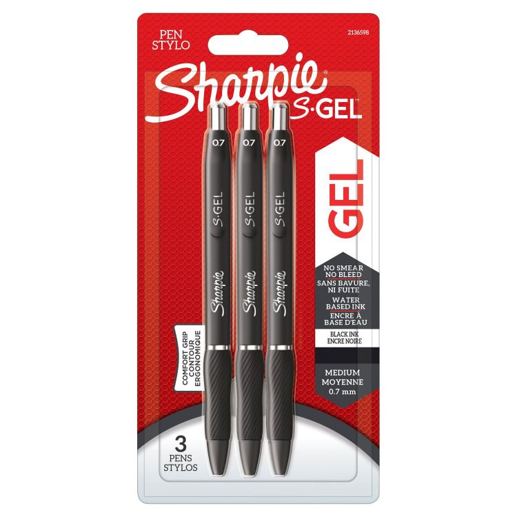 Sharpie Gel Pens 0.7mm Black [Pack of 3]