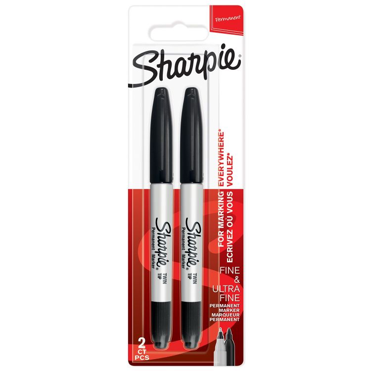 Sharpie Permanent Marker Pack of 12 Twin packs Black Twin Tip Permanent Markers