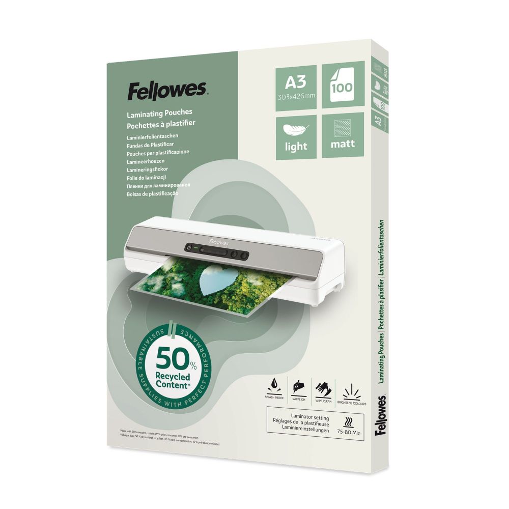 Fellowes Recycled A3 Matt Laminating Pouch [Pack of 100]