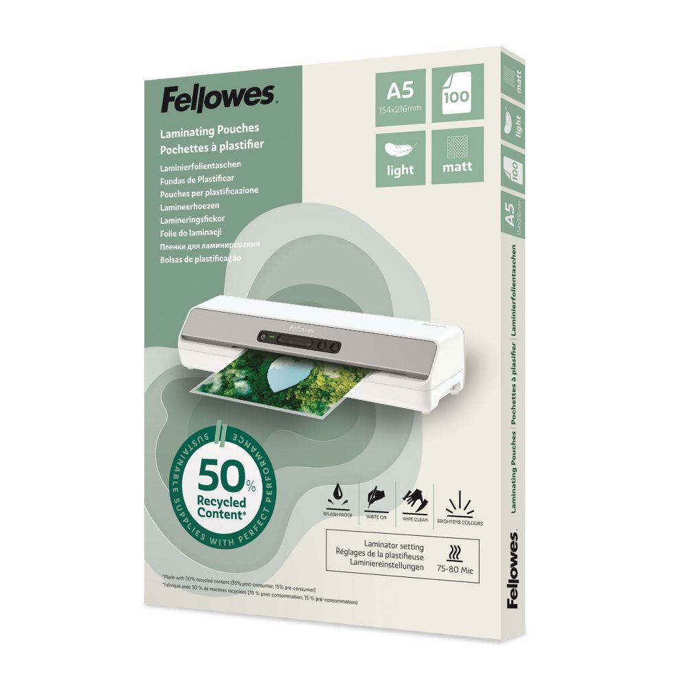 Fellowes Recycled A5 Matt Laminating Pouch [Pack of 100]