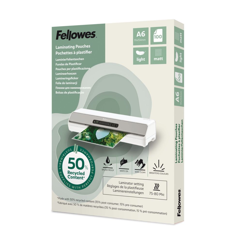 Fellowes Recycled A6 Matt Laminating Pouch [Pack of 100]