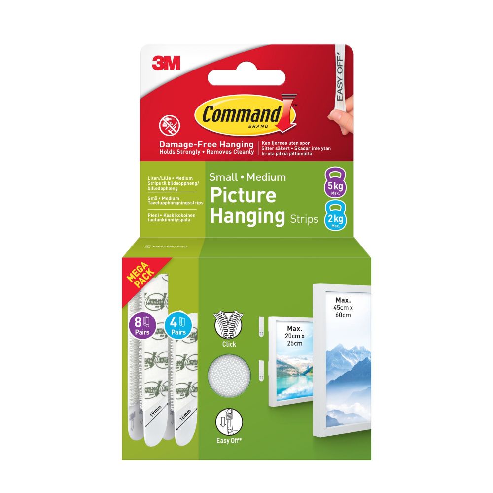 Command Picture Strips 4 Pairs Small + 8 Pairs Med 24 Strips