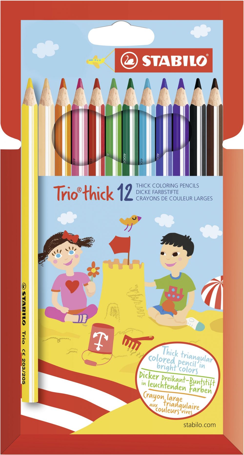 STABILO Trio thick Triangular Colouring Pencil Pack of 12 Assorted Col