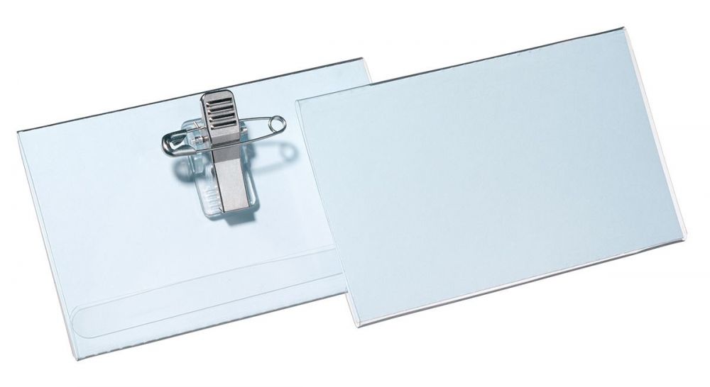 Durable COMBI CLIP Budget Name Badge ID Holder & Inserts  54x90mm [Pack of 50]