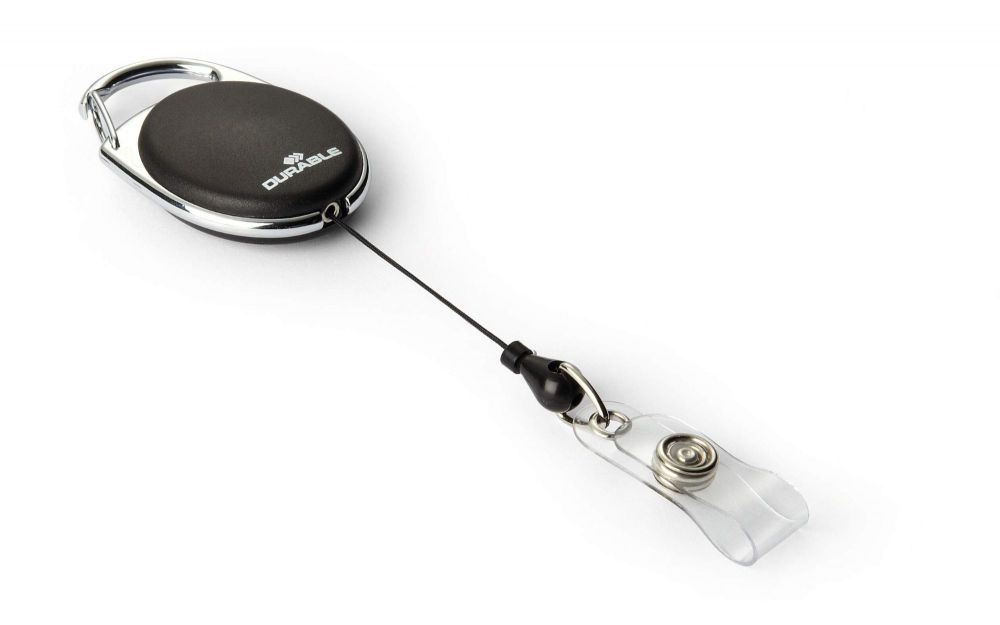 Durable STYLE Secure Retractable Clip Badge Reel for ID  Black [Pack of 10]