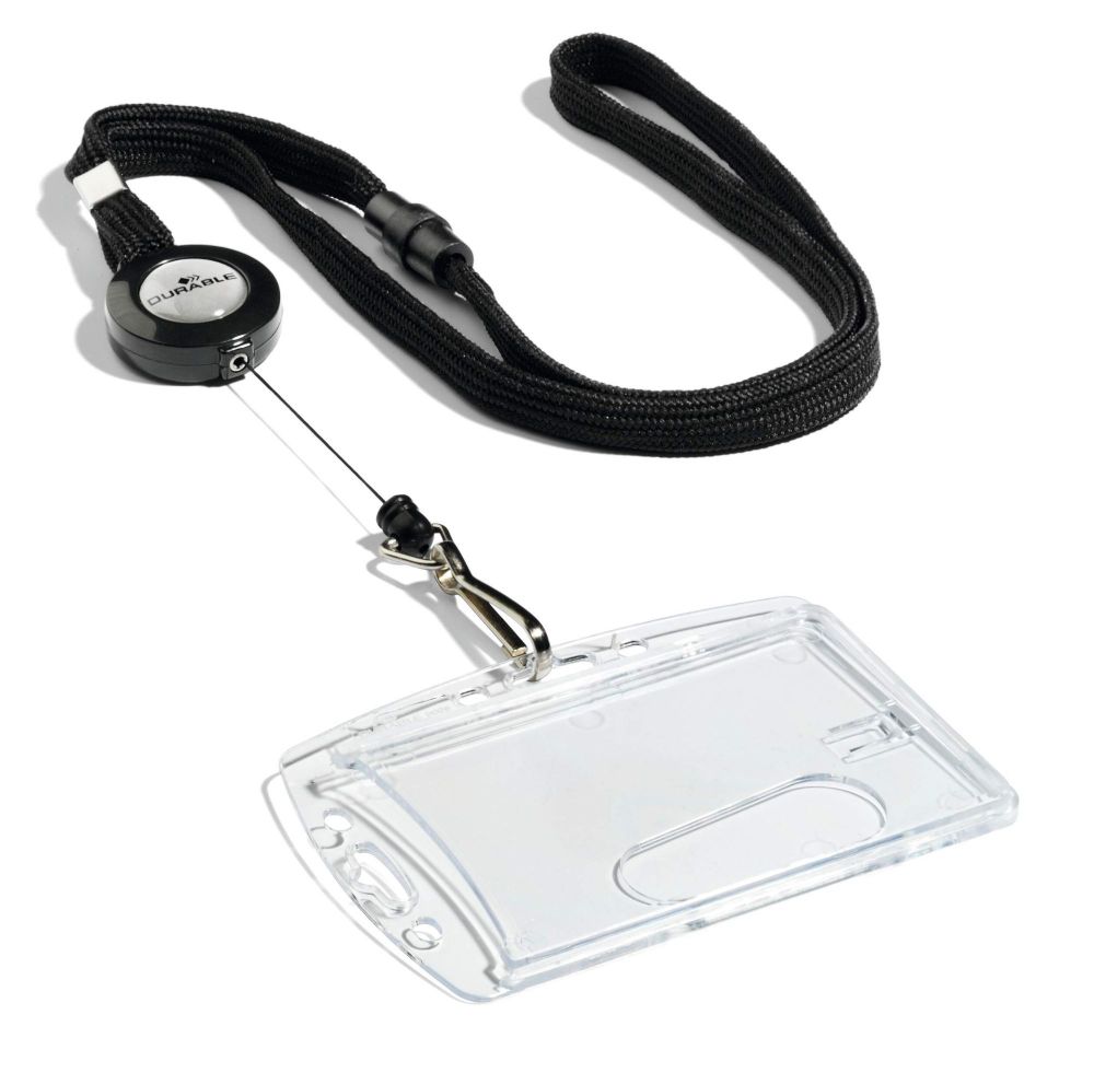 Durable Soft Breakaway Lanyard with Retractable Badge Reel  Black [Pack of 10]