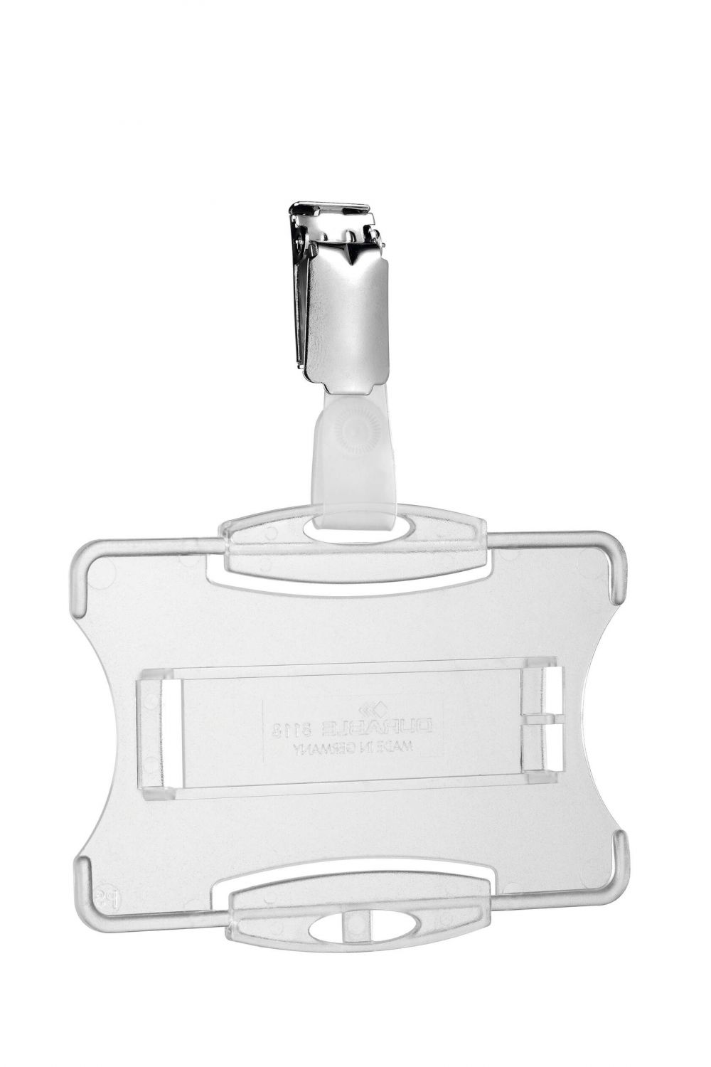 Durable Security Pass Plastic ID Card Holders with Clip  Clear [Pack of 25]