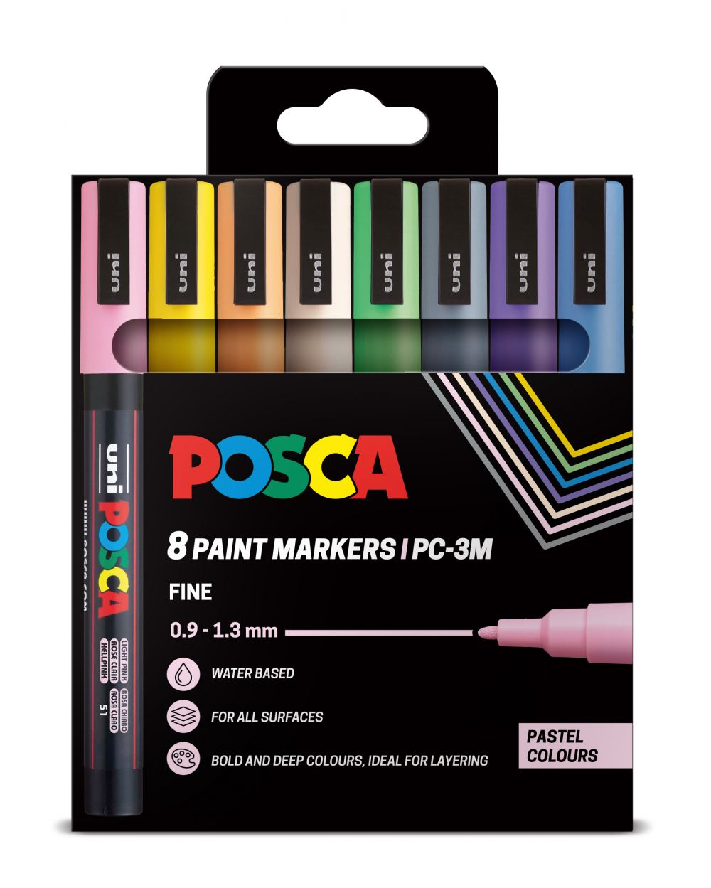 POSCA 8 Pack Paint Markers 3M Fine Pastel Colours