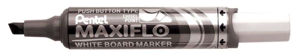 Pentel Maxiflo 12 Pack Black Whiteboard Marker Chisel Tip 1.5-6.2mm Line