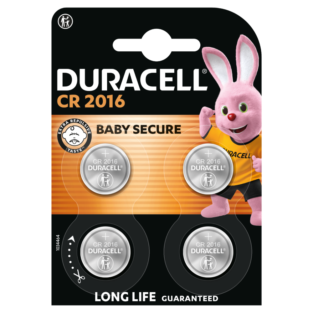 Duracell CR2016 3V Lithium Coin Cell Batteries [Pack of 4]