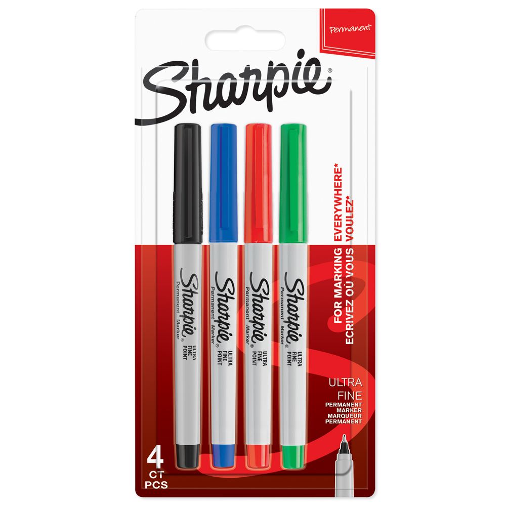 Sharpie Permanent marker Ultra Fine Assorted colours [Pack of 4]