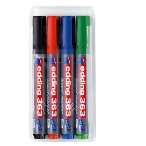 Edding 363 Whiteboard Marker Chisel Tip 1-5mm Assorted [Pack of 4]