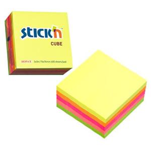 Value StickN Sticky Notes Cube 76x76mm Neon Colours