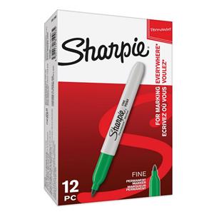 Sharpie Permanent Marker Fine Tip 1.0mm Line Green [Pack of 12]