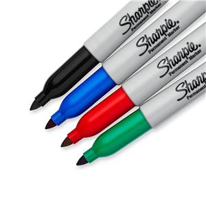 Sharpie Permanent Markers Fine Tip Assorted Standard Colours [Pack of 4]