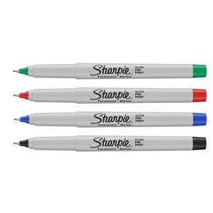 Sharpie Permanent Markers Ultra-Fine Assorted Standard Colours [Pack of 4]