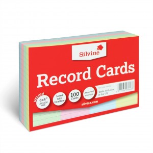 Value Record Cards Ruled 152x102mm Assorted Colours (Pack 100) - 564AC