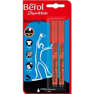 Berol Handwriting Pen 0.6mm Line Black [Pack of 2]