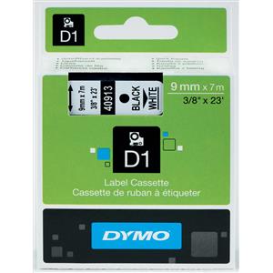 Dymo D1 Label Tape 9mmx7m Black on White [Pack of 10]
