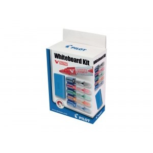 Pilot V-Board Master Whiteboard Marker and Eraser Kit Assorted [Pack of 5]