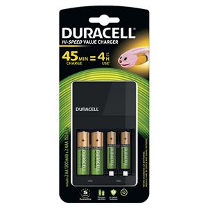 Duracell High Speed Battery Charger with 2 x AA and 2 x AAA Batteries - DURCEF14-45MIN