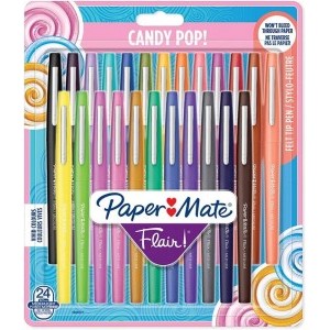 PaperMate Flair Fibre Tip Pen Medium Point 0.7mm Candy Pop Assorted Colours (Pack 24) 1985617